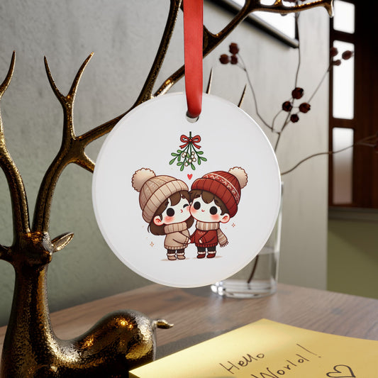 Cute mistletoe kiss and heart - Acrylic Ornament