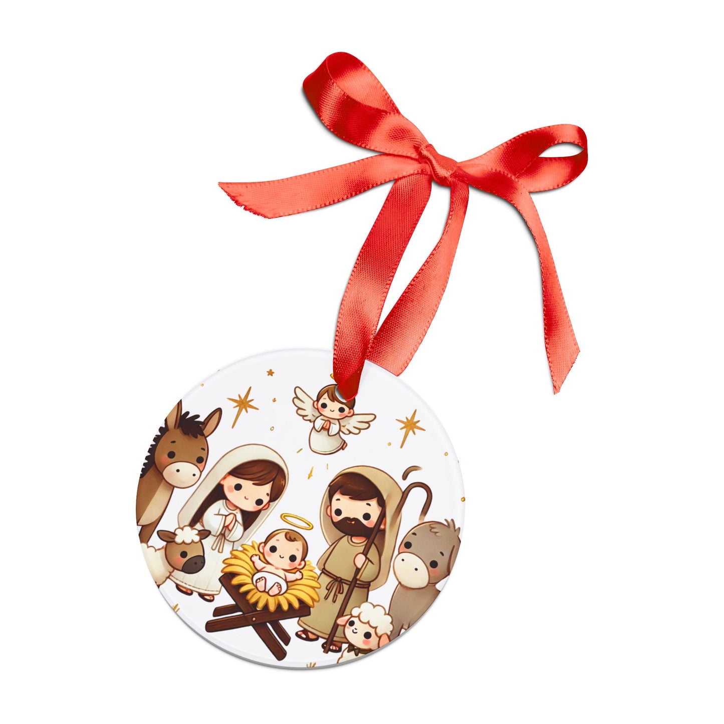 Cute cartoon Nativity Scene - Acrylic Ornament