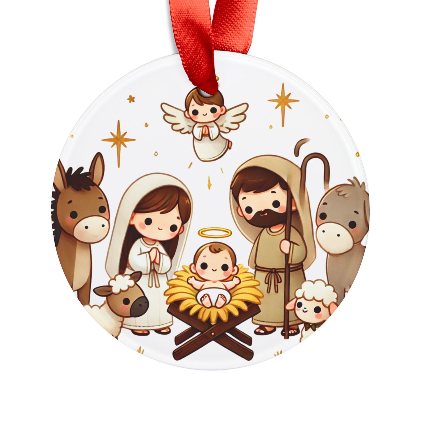 Cute cartoon Nativity Scene - Acrylic Ornament