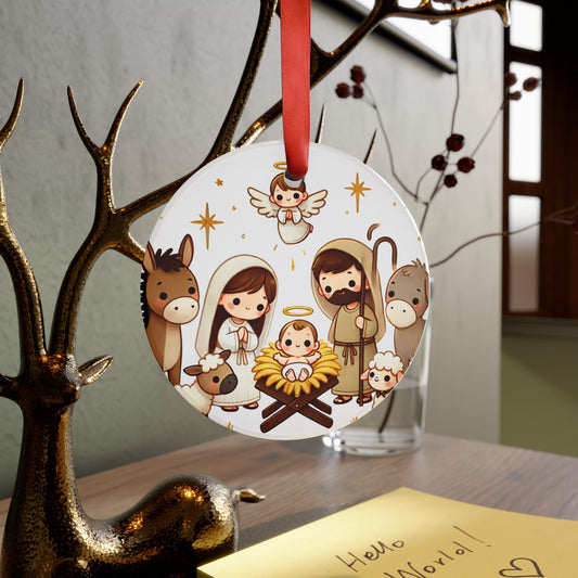 Cute cartoon Nativity Scene - Acrylic Ornament